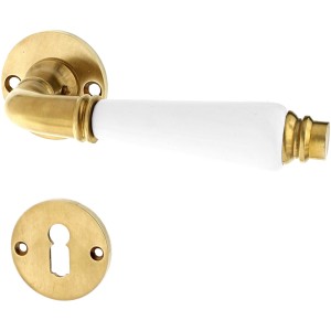 Zimmertürbeschlag aus Messing patiniert matt gold typische Form